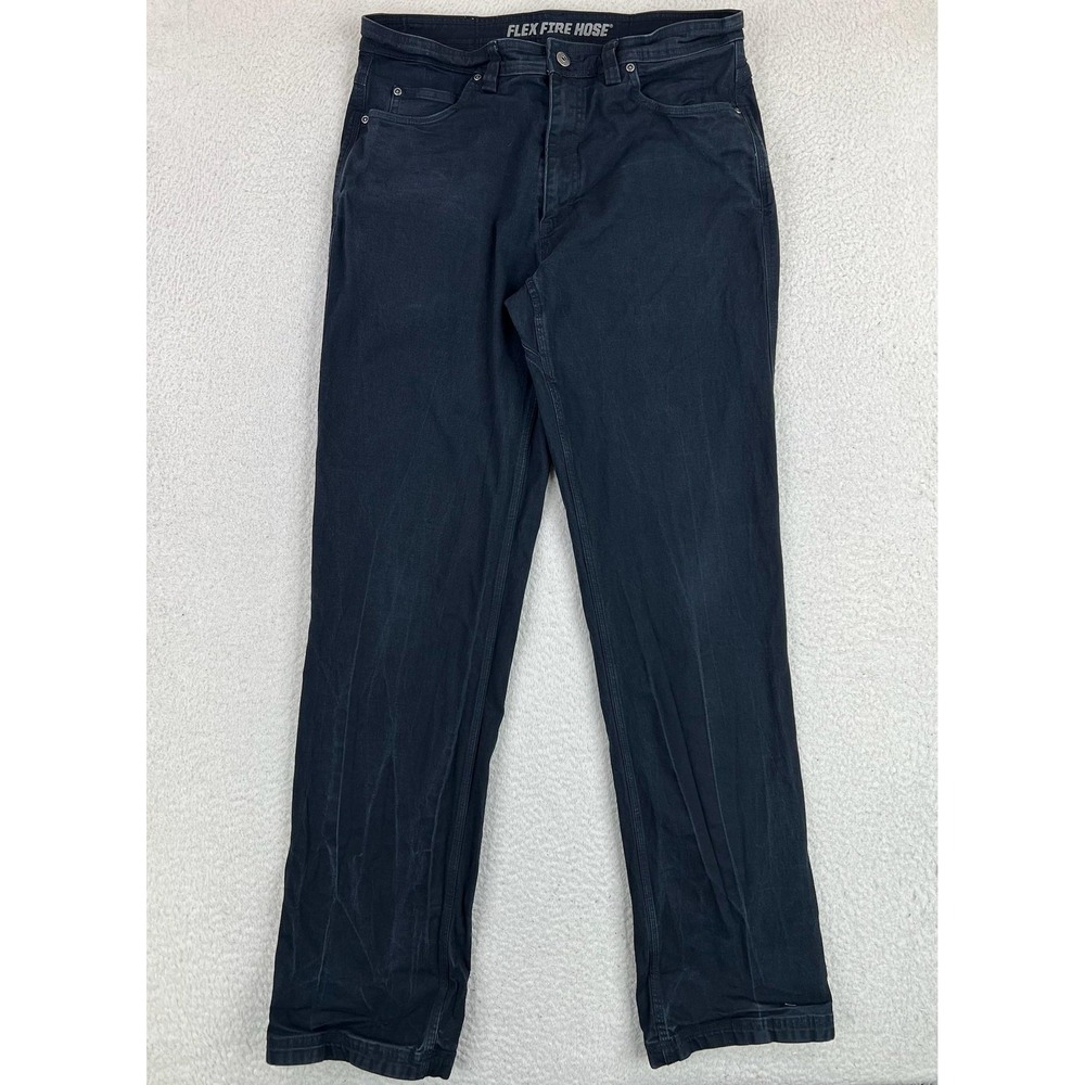 Duluth Flex Fire Hose Pants Mens 34x36 Black Relaxed Fit Stretch Canvas Workwear